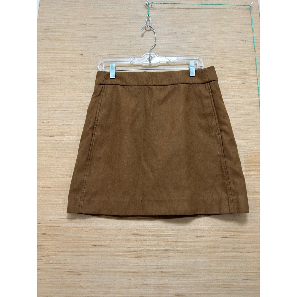 J.Crew Womens Faux Suede‎ A-Line Mini Skirt Brown Size 10 Side Pockets Tailored
